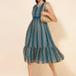 Janasya Women's Blue Chiffon Lurex Floral Printed Casual Dress | Swadesiicart