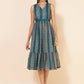 Janasya Women's Blue Chiffon Lurex Floral Printed Casual Dress | Swadesiicart