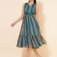 Janasya Women's Blue Chiffon Lurex Floral Printed Casual Dress | Swadesiicart