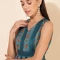 Janasya Women's Blue Chiffon Lurex Floral Printed Casual Dress | Swadesiicart