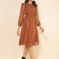Janasya Women's Rust Chiffon Lurex Floral Printed Casual Dress | Swadesiicart