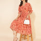 Janasya Women's Mustard Dobby Georgette Ikat Printed Casual Dress | Swadesiicart