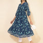 Janasya Blue Georgette Floral Printed Casual Kurta | Swadesiicart