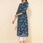 Janasya Blue Georgette Floral Printed Casual Kurta | Swadesiicart