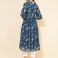 Janasya Blue Georgette Floral Printed Casual Kurta | Swadesiicart