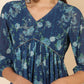 Janasya Blue Georgette Floral Printed Casual Kurta | Swadesiicart