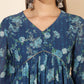 Janasya Blue Georgette Floral Printed Casual Kurta | Swadesiicart