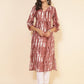 Janasya Light Brown Cotton Tie-dye Printed Casual Kurta | Swadesiicart