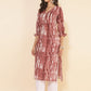 Janasya Light Brown Cotton Tie-dye Printed Casual Kurta | Swadesiicart