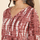 Janasya Light Brown Cotton Tie-dye Printed Casual Kurta | Swadesiicart