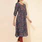 Janasya Blue Cotton Floral Printed Casual Kurta | Swadesiicart