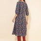 Janasya Blue Cotton Floral Printed Casual Kurta | Swadesiicart