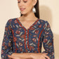 Janasya Blue Cotton Floral Printed Casual Kurta | Swadesiicart