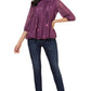 Janasya Purple Dobby Georgette Floral Print Casual A-Line Top | Swadesiicart