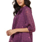 Janasya Purple Dobby Georgette Floral Print Casual A-Line Top | Swadesiicart