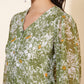 Janasya Olive Georgette Floral Printed A-Line Casual Dress | Swadesiicart