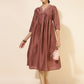 Janasya Brown Crepe Silk Embellished Empire Kurta - Swadesiicart