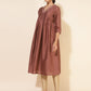 Janasya Brown Crepe Silk Embellished Empire Kurta - Swadesiicart