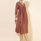Janasya Brown Crepe Silk Embellished Empire Kurta - Swadesiicart