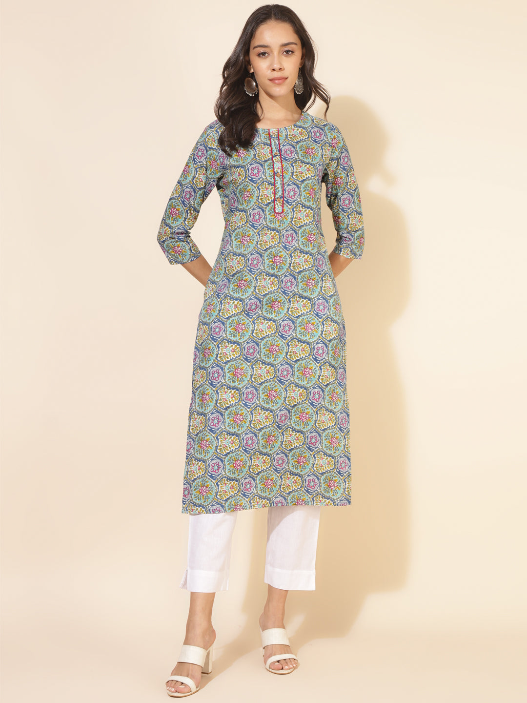 Janasya Multicolor Cotton Printed Casual Kurta | Swadesiicart