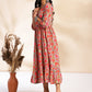 Janasya Multicolor Cotton Floral Printed Flared Dress | Swadesiicart