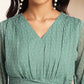 Janasya Sage Dobby Chiffon Solid Tiered Dress | Swadesiicart