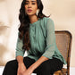Janasya Sage Dobby Chiffon Woven Design Regular Top | Swadesiicart