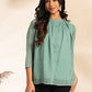 Janasya Sage Dobby Chiffon Woven Design Regular Top | Swadesiicart