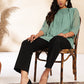 Janasya Sage Dobby Chiffon Woven Design Regular Top | Swadesiicart