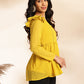 Janasya Mustard Dobby Chiffon Self Design Peplum Top | Swadesiicart