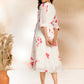 Janasya Off White Dobby Georgette Tie & Dye Fit & Flare Dress | Swadesiicart