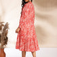 Janasya Pink Cotton Floral Fit & Flare Dress | Swadesiicart