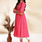 Janasya Pink Cotton Woven Design Gathered Kurta - Swadesiicart