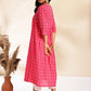 Janasya Pink Cotton Woven Design Gathered Kurta - Swadesiicart