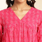 Janasya Pink Cotton Woven Design Gathered Kurta - Swadesiicart