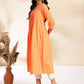Janasya Orange Cotton Woven Design Gathered Kurta - Swadesiicart
