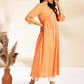 Janasya Orange Cotton Woven Design Gathered Kurta - Swadesiicart