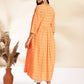 Janasya Orange Cotton Woven Design Gathered Kurta - Swadesiicart