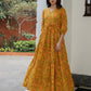 Janasya Green Cotton Printed Tiered Dress | Swadesiicart