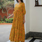 Janasya Green Cotton Printed Tiered Dress | Swadesiicart