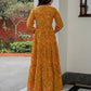 Janasya Green Cotton Printed Tiered Dress | Swadesiicart