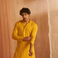 Mustard Viscose Chikankari Embroidery Work Men's Kurta Set - Mahotsav | Swadesiicart
