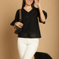 Indian Needle Women's Embroidered Cotton V-Neck Top - Black | Swadesiicart