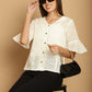 Indian Needle Women's Embroidered Cotton V-Neck Top - White | Swadesiicart
