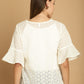 Indian Needle Women's Embroidered Cotton V-Neck Top - White | Swadesiicart
