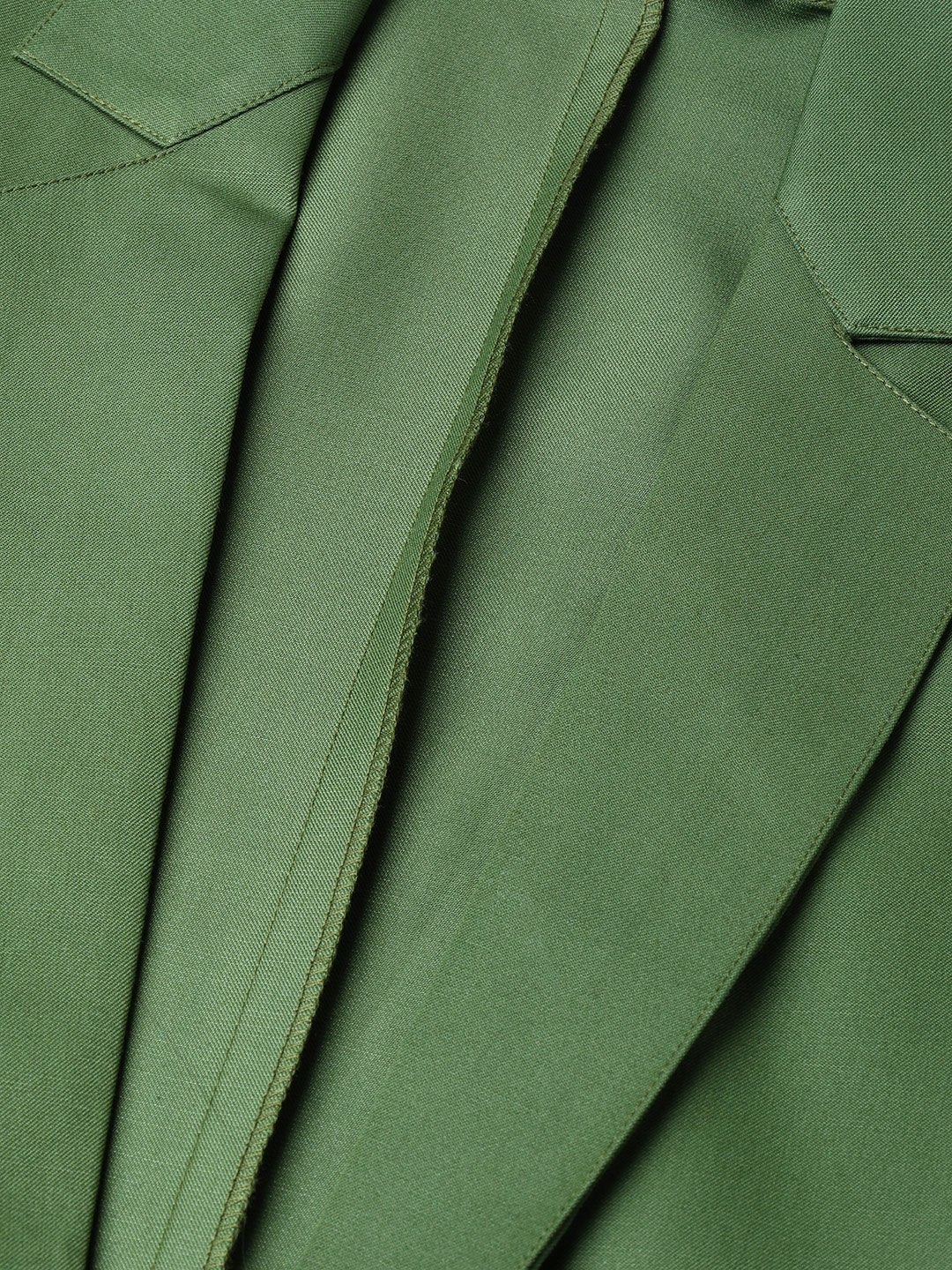 Jompers Women Olive-Green Solid Single-Breasted Smart Casual Blazer | Swadesiicart