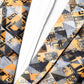 Jompers Women Mustard Yellow & Grey Satin Finish Printed Single-Breasted Blazer | Swadesiicart