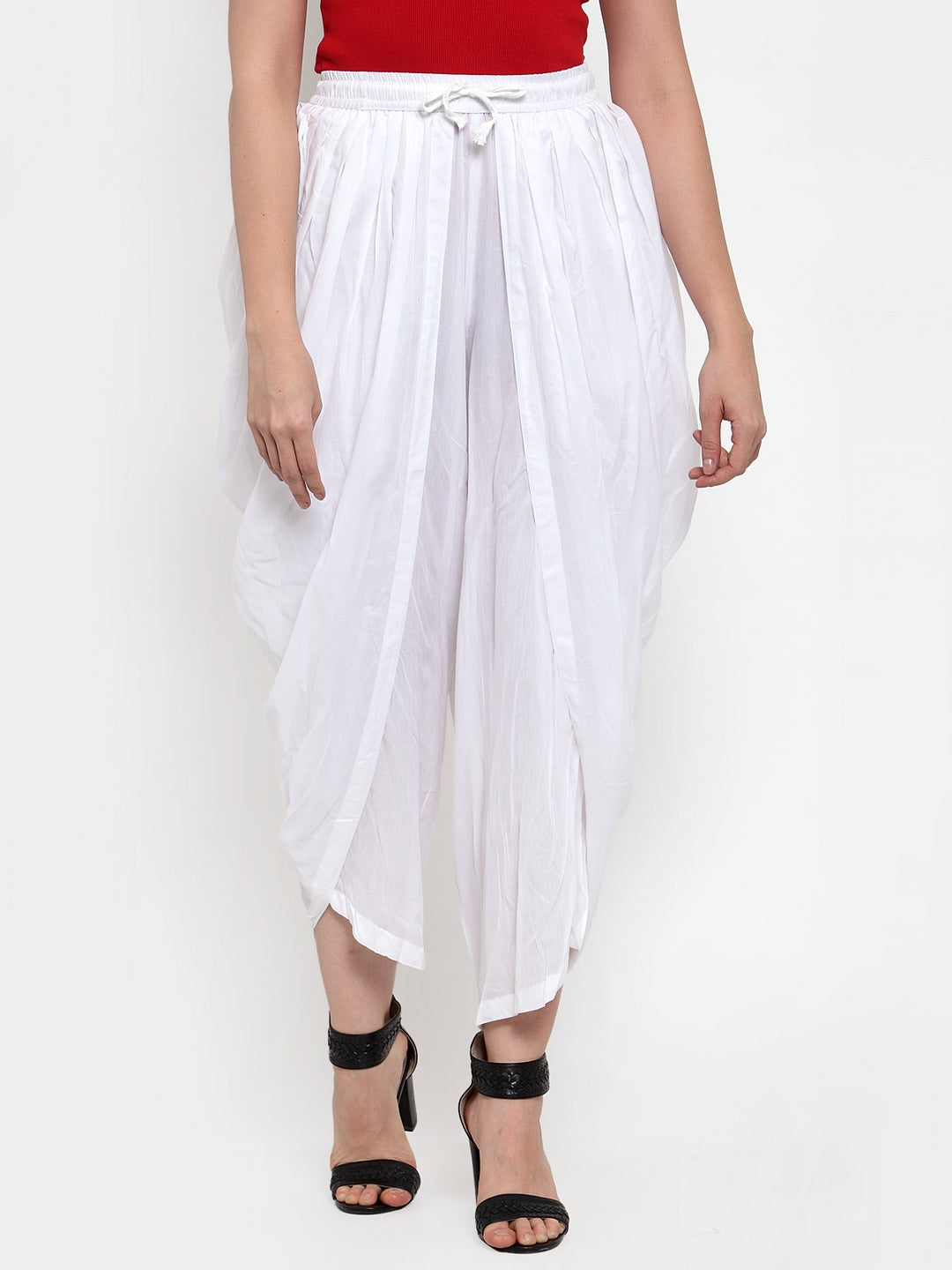 Jompers Women White Solid Dhoti | Swadesiicart