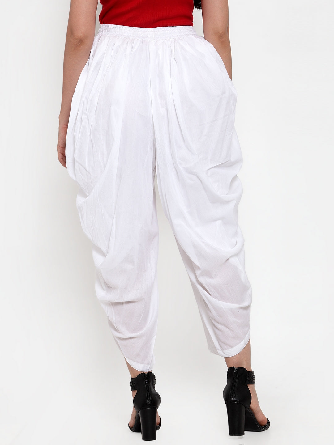 Jompers Women White Solid Dhoti | Swadesiicart