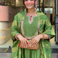 The52 Light Green Women's Gorgeous Embroidered Work Chanderi Fabric Flared Kurta Pant and Dupatta Set - Swadesiicart